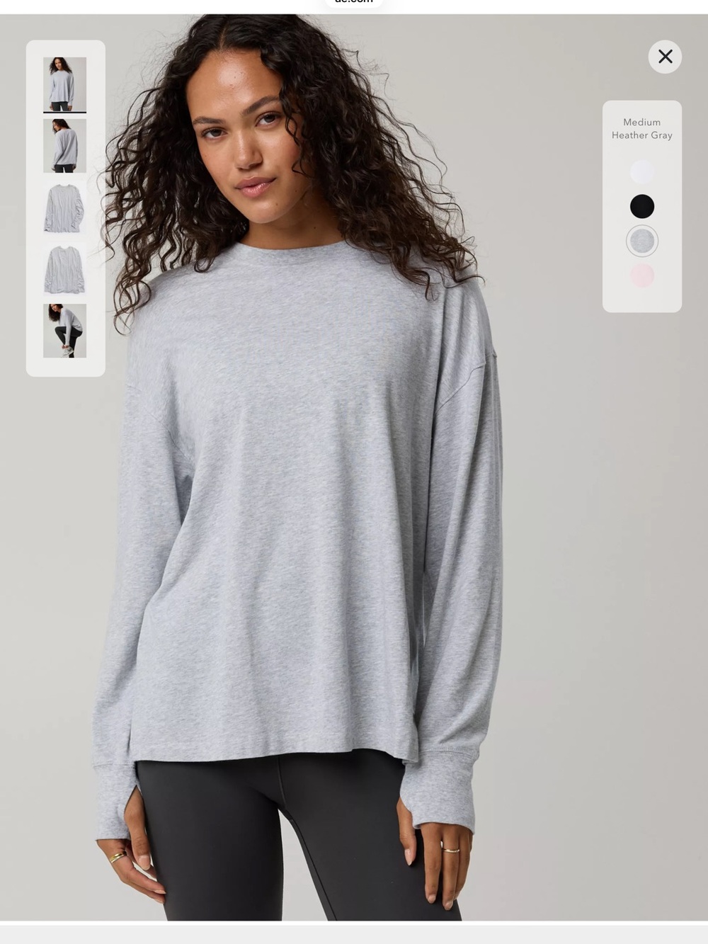 aerie Offline Gray Long-Sleeve Crewneck Top